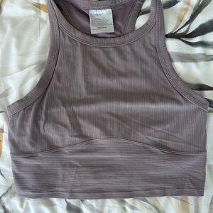 Lululemon Ribbed Mauve Workout Cropped Top Size 8